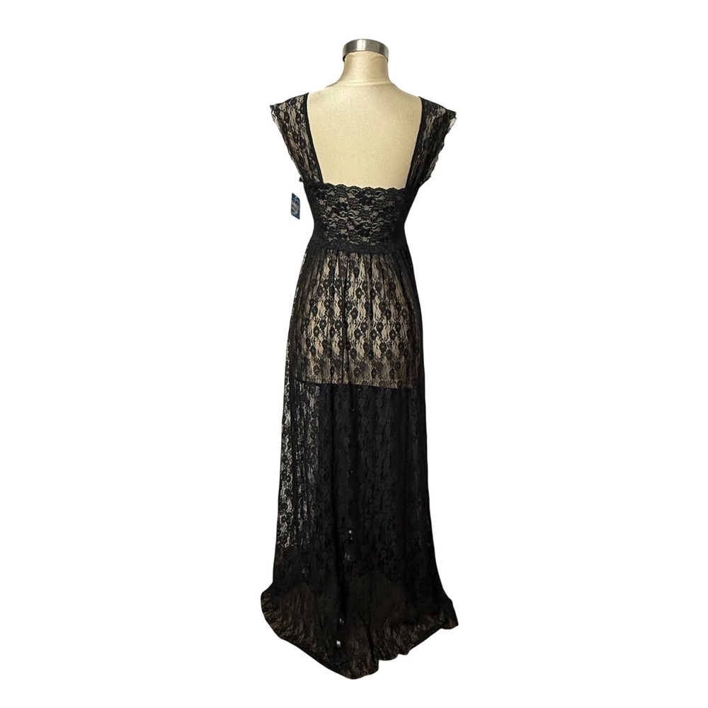 Free People Black Lace Maxi Dress Intimately NWT Medium Goth Boho - Picture 2 of 12